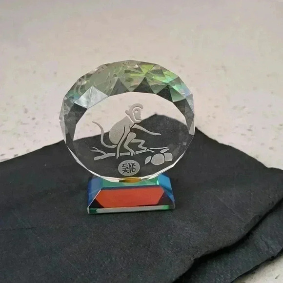 Monkey‎ ACCENT LASER ETCHED CRYSTAL GLASS - Picture 1 of 4